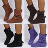 Women's Elastic Ankle Boots, Solid Color Round Toe Side Zipper Boots, Comfortable Flat Boots