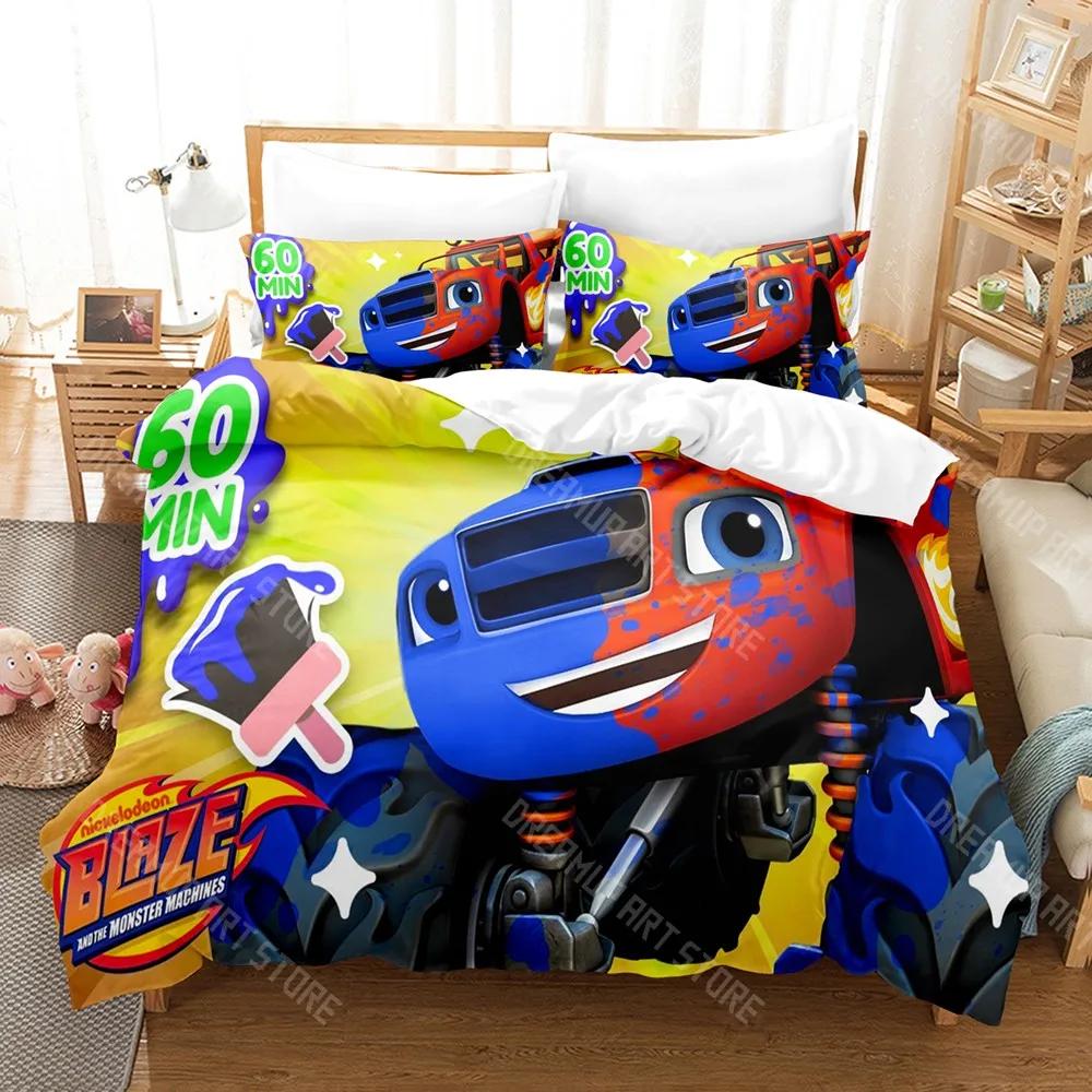 3D Print Blaze N Monster Machines Bedding Set Cartoon Duvet Cover Double Twin Full Queen King Adult Kid Bedclothes Quilt Co
