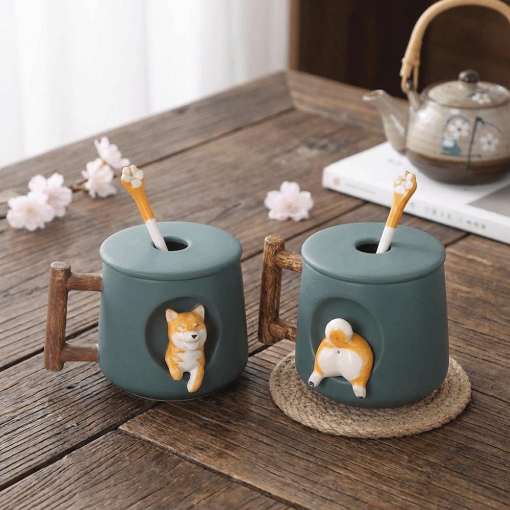 420ml 3D Ceramic Mug Dog Design Milk Tea Cup Creative Tea Cup Cafes