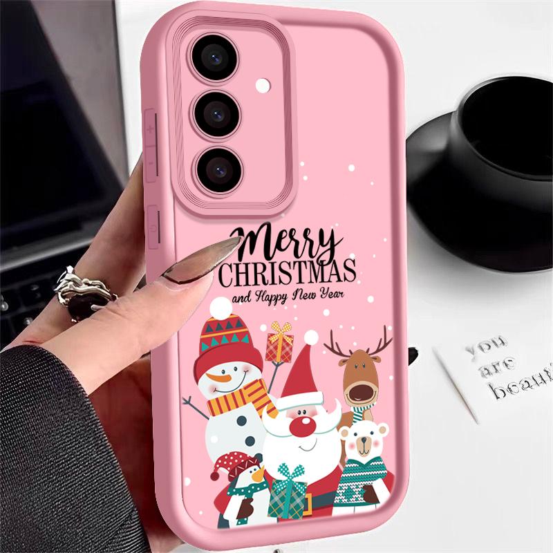 Чехол для телефона с принтом Санта-Клауса и снеговика для Samsung S24 Ultra S23 S22 S21 Plus S20 FE A55 A35 A54 A53 A52 A34 A14, противоударный мягкий чехол для телефона на Рождество