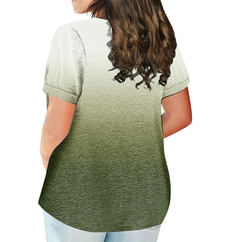 Женская винтажная плиссированная повседневная футболка с градиентом и коротким рукавом, пуловер больших размеров, базовый топ