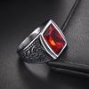 Fashion Red Stone Stainless Steel Ring Silver Color Hip Hop Party Punk Rings For Men Women Wedding Jewelry