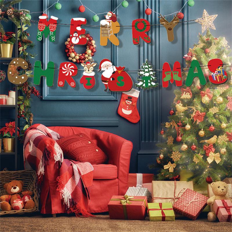 Рождественская гирлянда с баннером Веселое рождественское украшение для дома Навидад Ноэль 2024 Рождественские украшения Рождественский декор Новый год 2025