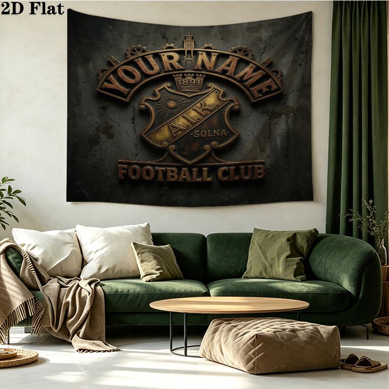 Custom Name AIK Solna Printed Tapestry – Wall Hanging for Bedrooms, Dorms, and Home Decor