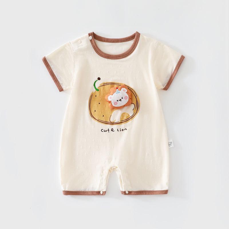 Summer Baby Romper - Newborn Short Sleeve, Round Neck Cartoon Bodysuit