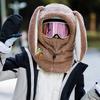 Зимняя шерстяная лыжная шапка, шарф, теплый чехол для горнолыжного шлема, удобный мягкий повседневный чехол для шлема с милыми мультяшными ушками кролика