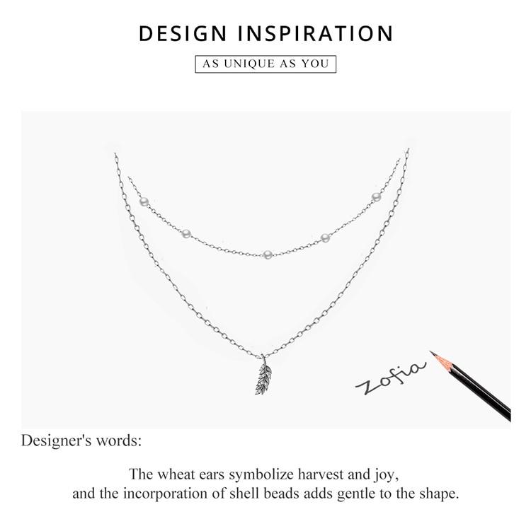 BAMOER 925 пробы посеребренное платиновое блестящее ожерелье с подвеской в виде колосьев пшеницы для женщин, цепочки и ожерелья