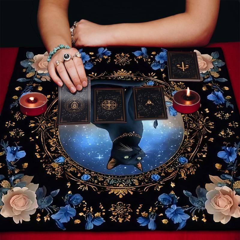 Кошки Цветочный Узор Карты Таро Скатерть для Стола Алтари Ткань Алтари Ткань Гадания Карта Скатерть Гобелен Легко Использовать