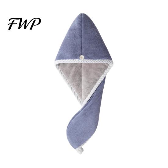 Gentle Hair Care Accessory Reversible Towel Wrap, Microfiber Turban with Button, Quick Dry, Soft Coral Fleece Head Wrap Absorbent Anti-frizz