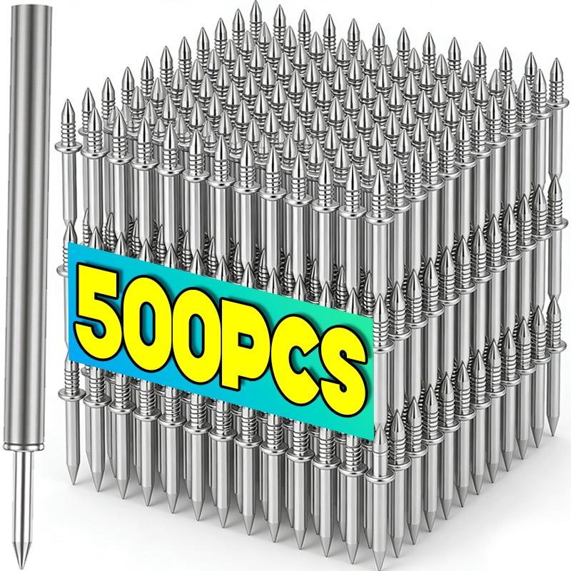 500/50 шт. Двухголовые стеновые гвозди для плинтусов Цементная резьба Невидимый Защитный винт Металлические гвозди Дерево Без следа Крепеж