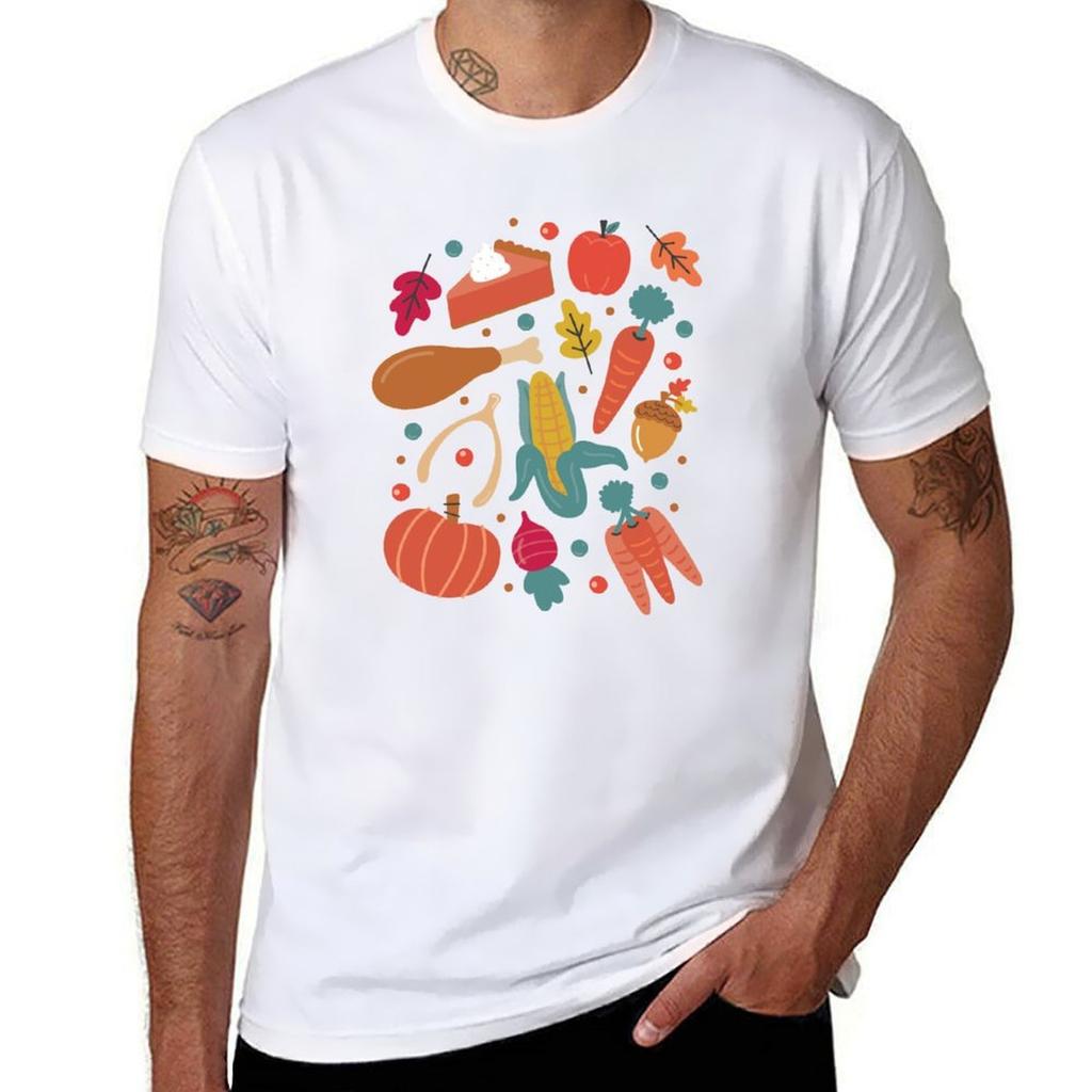 Thanksgiving Dinner TShirt Summer Print Short Sleeve Tee