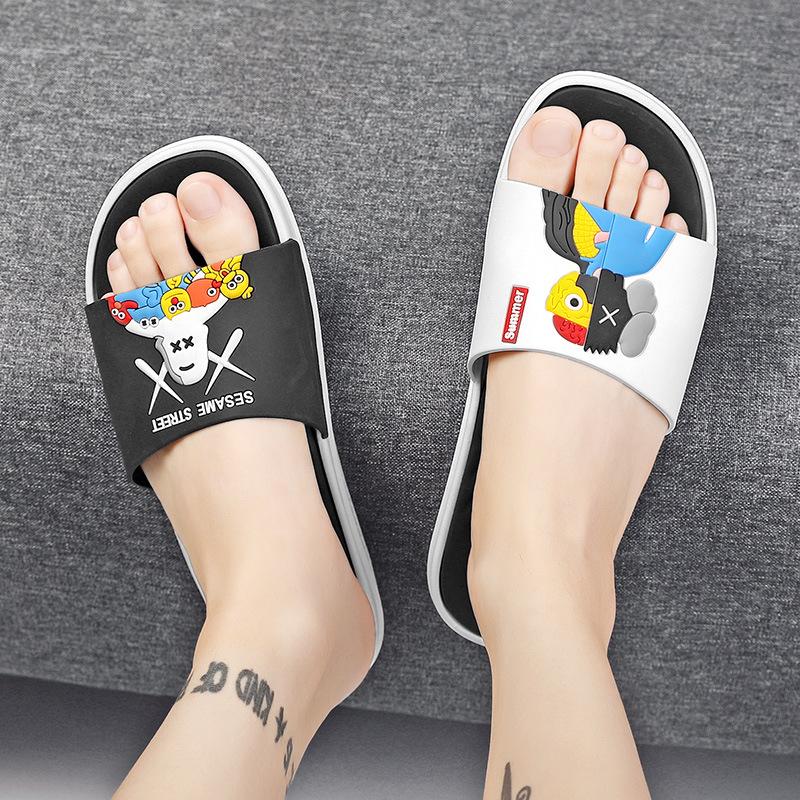 Летние мужские спортивные сандалии модный тренд Улица Сезам мандаринка утка одно слово перетаскивание домашняя и уличная одежда повседневные нескользящие тапочки