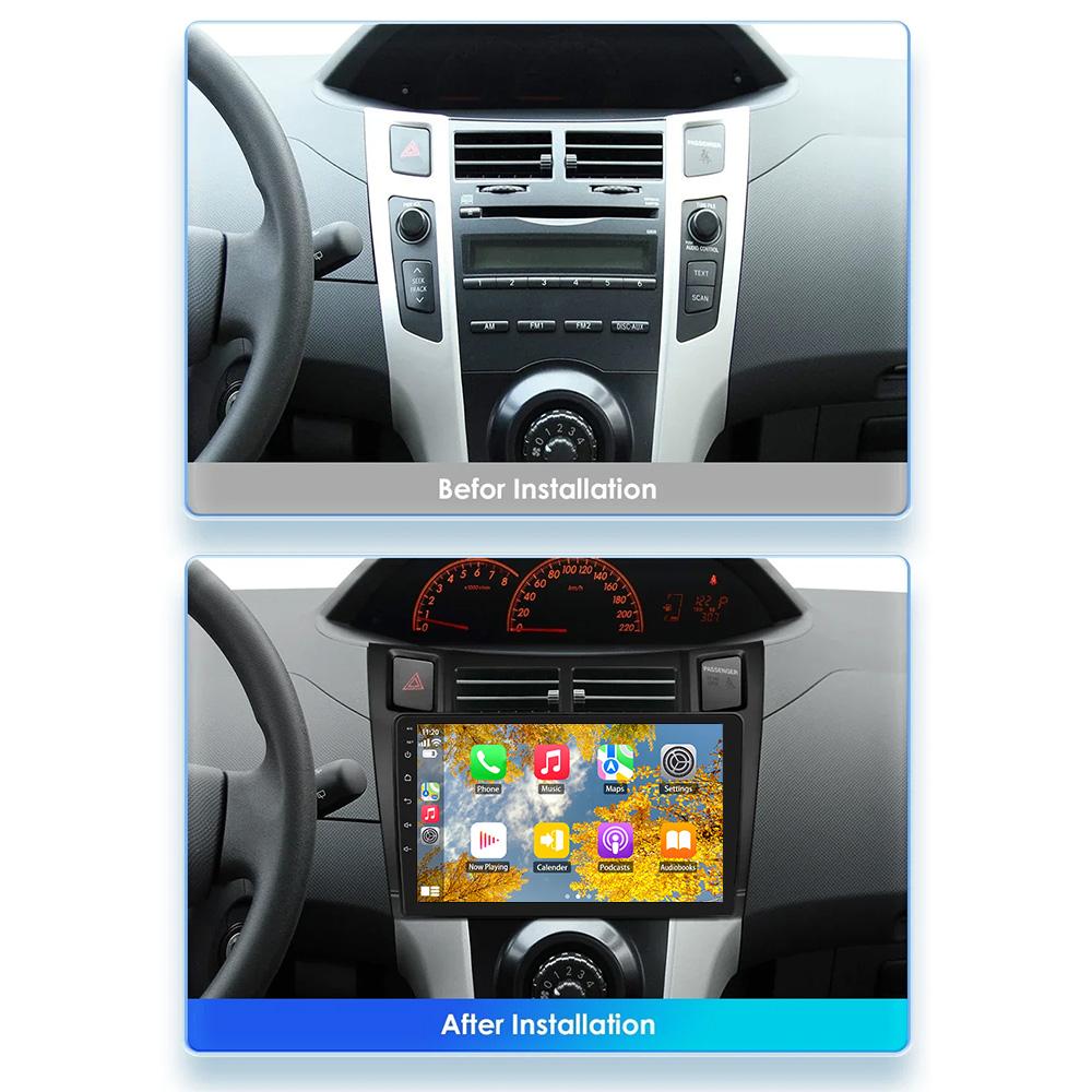 Интеллектуальный экран 2din Android 13 автомобильный радиоприемник мультимедиа видеоплеер для Toyota Yaris 2005-2012 GPS Carplay Auto RDS