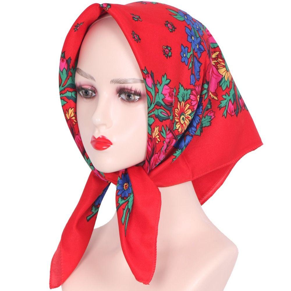 Soft Square Neck Scarves Ethnic Style Square Shawl Beautiful Women Headwraps Winter/Autumn/Spring