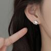 Black White Glazed Geometric Block Earrings For Women Fashionable Versatile Unique Earrings Jewelry Gifts