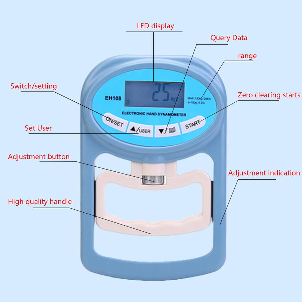 Portable Grip Strength Tester Digital Dynamometer for Hand Measurement Meter Auto Capturing Electronic Forearm Finger