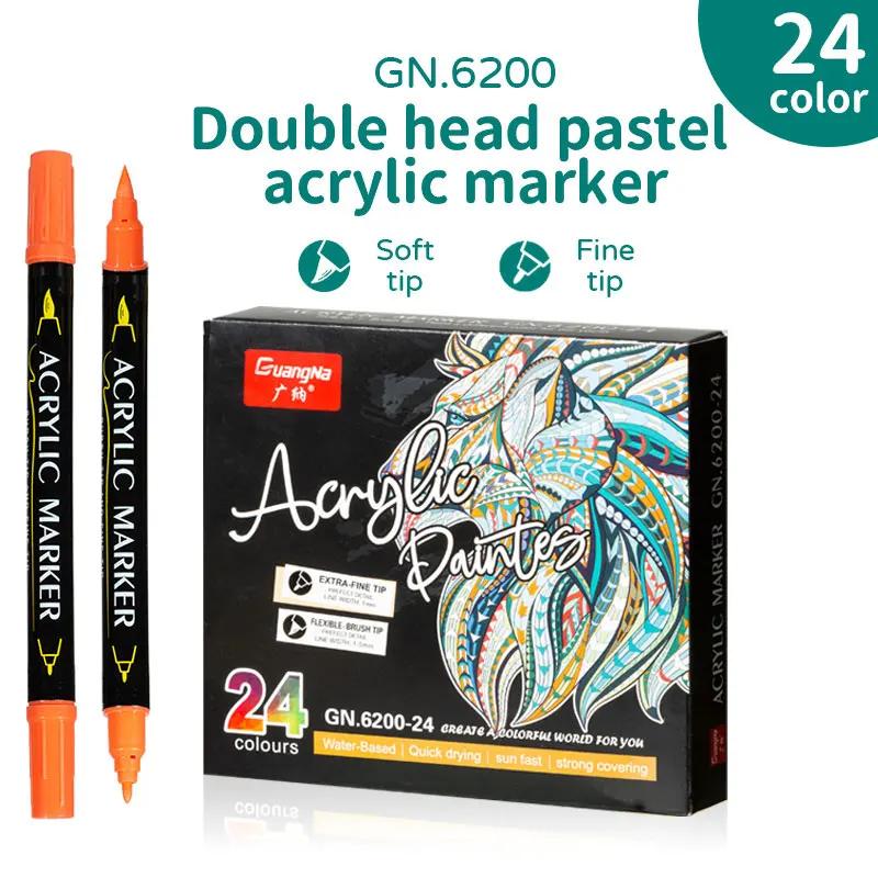 12-60 цветов Акриловые маркеры с двумя наконечниками для ткани, холста, рисования на камнях, изготовления открыток, металла, керамики, товары для DIY