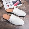 Summer Fashion Men's Half-drag Leather Shoes One Pedal Hollow Men's Trend Teen Lazy Slippers Men's British Style