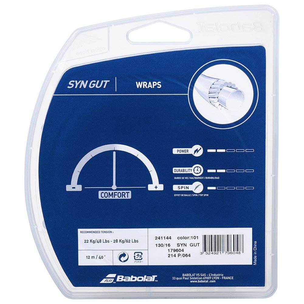 Babolat SYN GUT Tennis 12m Item Number 241144 String, White, Length, 1.25mm Gauge,