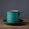 Retro Ceramic Cup Japanese Style Simple Afternoon Tea Cup Creative Coarse Pottery Coffee Cup Saucer Set