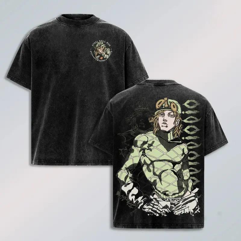 JoJo's Bizarre Adventure Хигашиката Джосуке Футболка с принтом Мужская Женская Стиранный Хлопок Футболки Манга Винтажная Футболка Харадзюку Футболка