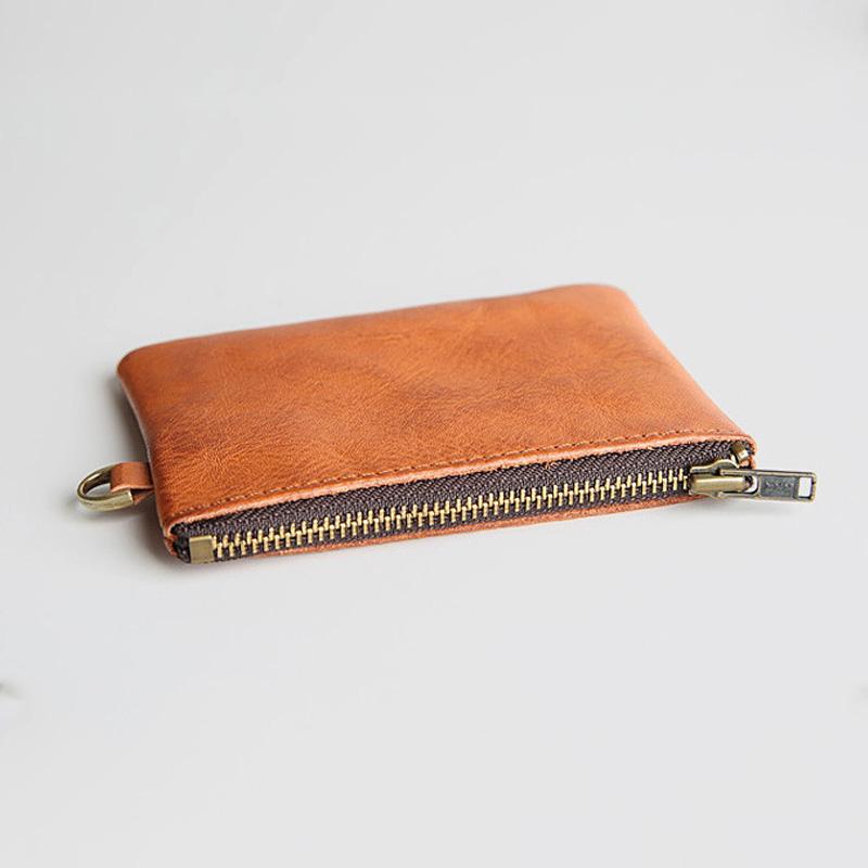 Кошелек ручной работы из кожи для мелочи, мини-кошелек для мелочи, винтажная сумка для ключей и монет на молнии