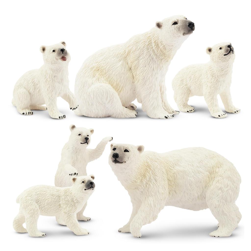 TOYMANY Animal Figure Polar Bear Parent and Realistic Animal Miniature Popular Animal Birthday New Ages 6 and Up 6-Piece Set, Figures, Child, Winter,