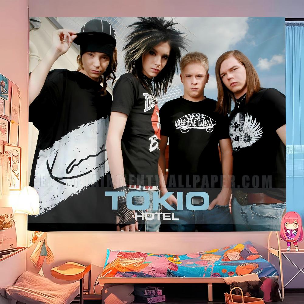 Tokio Hotel Рок-группа Билл Каулитц Сделай сам Настенный гобелен Подвесной Таро Хиппи Настенные ковры Общежитие Домашний декор