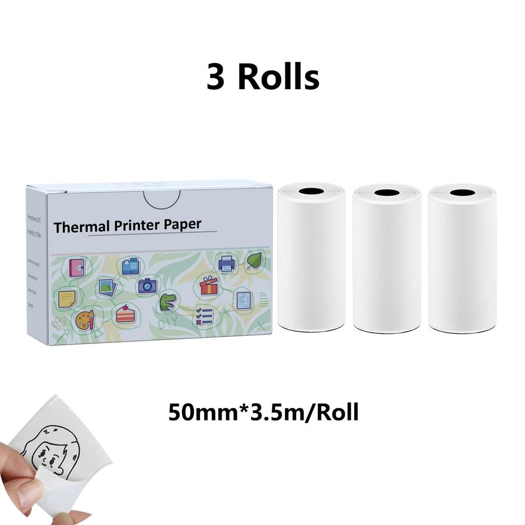 Бумага для термопринтера 53 мм x 3,75 м, Белая, Мини-самоклеящаяся бумага для принтера этикеток, Совместимая с мини-термопринтерами T02/M02/M02/M02S PRO/M04AS/M04S