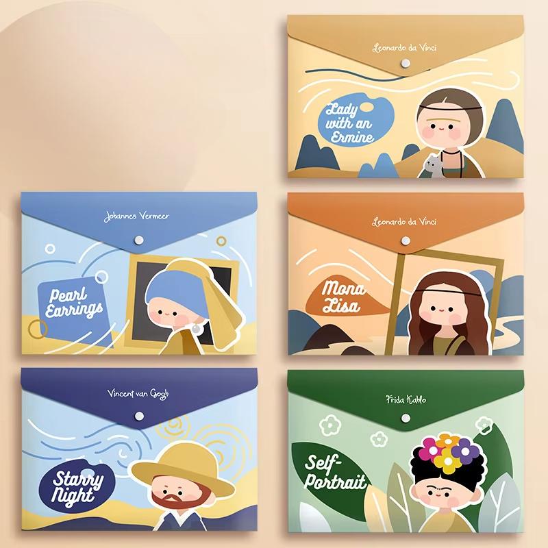 5PCS/Set Large Capacity A4 File Folder Test Paper Storage Waterproof Document Bag PP Snap-fastener Envelope Folder