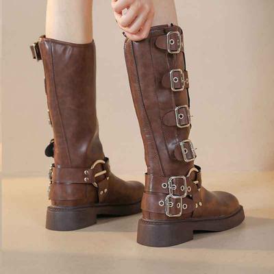 Высокие сапоги-рыцари на толстой подошве, женские новые сапоги до колена на толстом каблуке, но модные