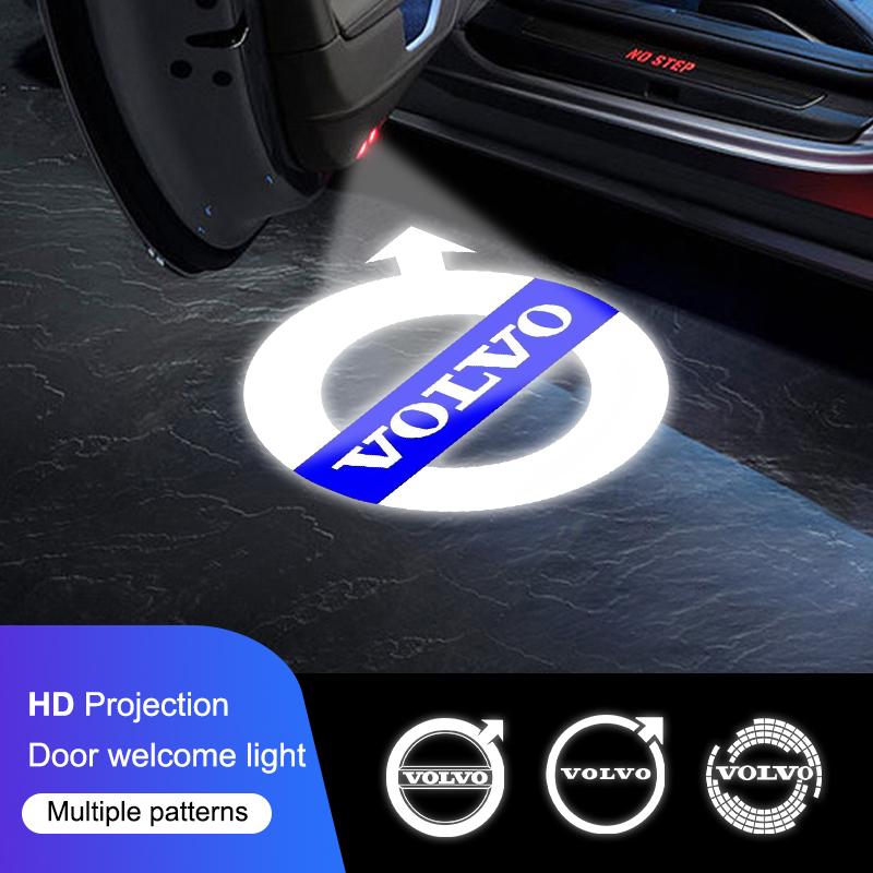 AABBC1 2Pcs LED Welcome Lights Car Door Emblem Projector Lamps Sticker For Volvo XC90 V90 V60 XC60 V40 EC40 EX40 S80 S60 S90 C40 XC40