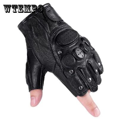 Перчатки из овчины с полупальцами, мужские четырехсезонные перчатки для езды и вождения на мотоцикле, тактические тренировочные нескользящие кожаные перчатки из овчины