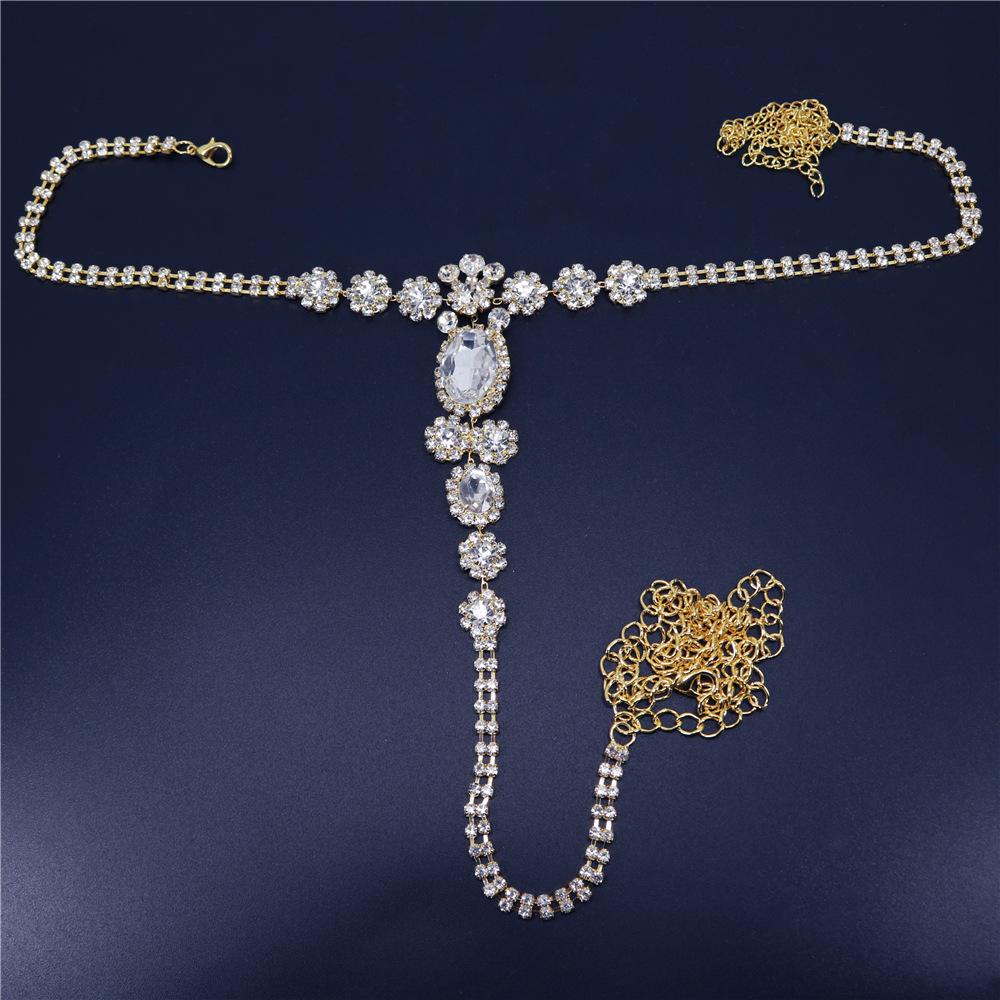 2021 New round Rhinestone Body Chains Fashion Nightclub Sexy Thong European and American Waist Chain