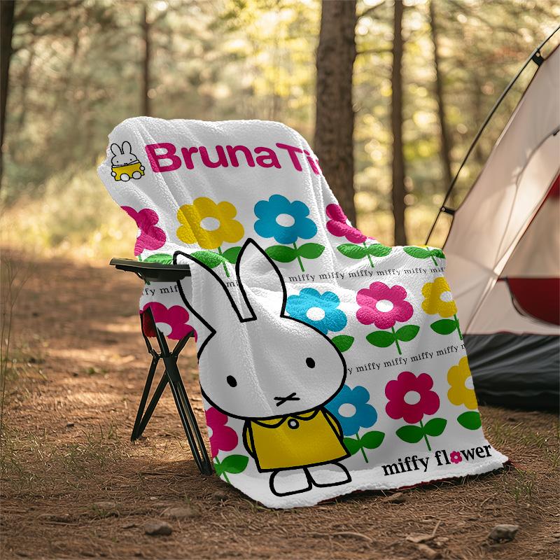 1pc Miffy3 Theme Blanket - Digital Print, Polyester, Cozy for All Seasons, Perfect for Outdoor, Camping, and Travel