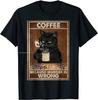 Coffee Because Murder Is Wrong Black Cat Drinks Coffee Funny T-Shirt Oversized Hip Hop T Shirt Cotton Tops Tees for Men Leisure
