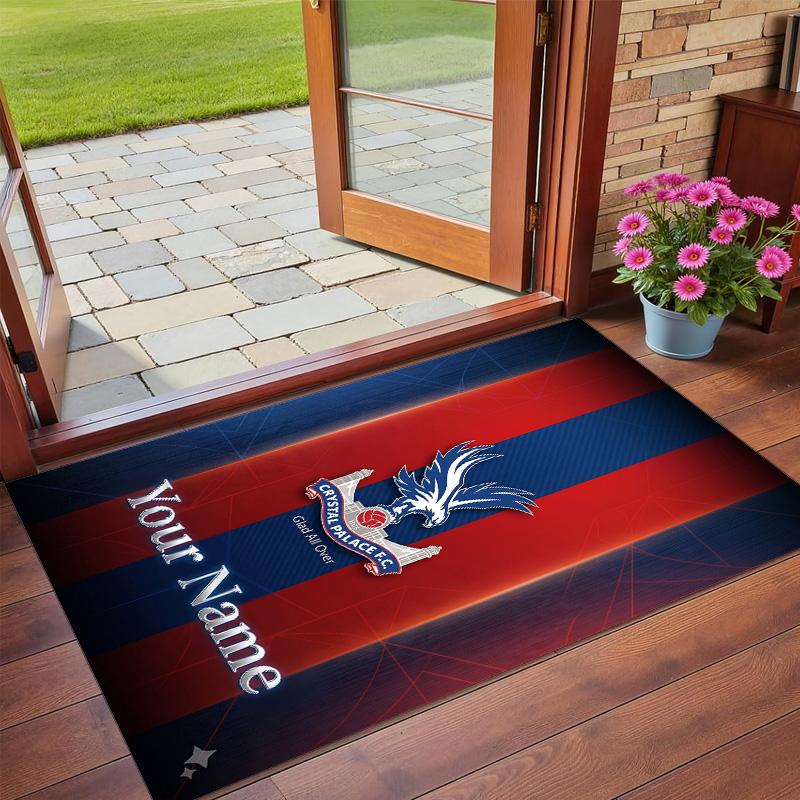Crystal Velvet Rug Custom Name Text, Soft Non Slip Floor Mat Home DecorCrystal Palace
