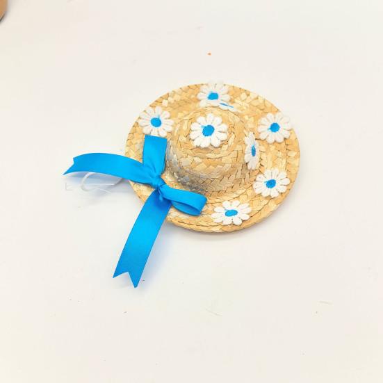 Мини-соломенные шляпы Миниатюрная соломенная шляпа ручной работы Вязаная ковбойская шляпа Кукольный домик Аксессуары для кукол Поделки Крыльцо Гусь