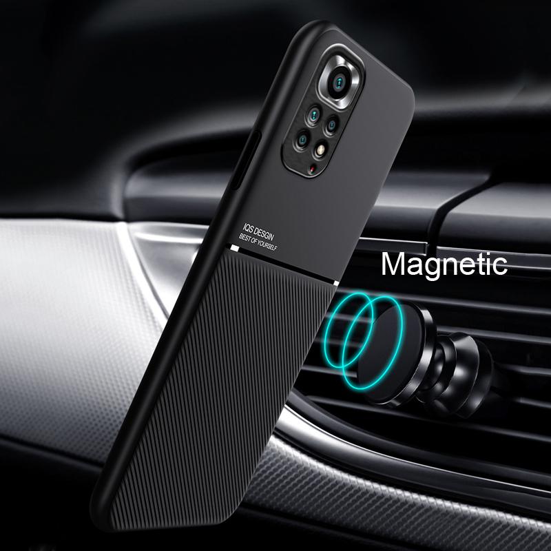 Магнитный кожаный чехол для Xiaomi Redmi Note 11 12 10 9 11E Pro 9S 10S 11S Plus 10C встроенный металлический чехол с поддержкой автомобильного держателя