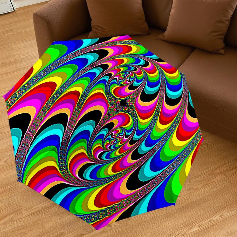 1pc Psychedelic Spiral Automatic Open/Close Umbrella with Windproof, 8-Rib Sturdy Canopy, Durable Ribs, Fashionable Design1130A