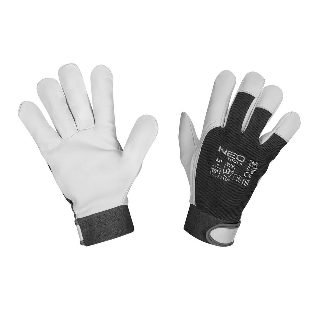 Work Gloves 2122X, Goat Leather, Velcro, Size 9 - 10 Pairs - T N97-655-9