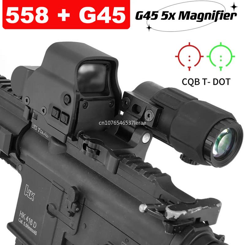 Тактический Airsoft Прицел-увеличитель G45 5X с коллиматорными прицелами 558 553 EXPS3 Красная точка Комбо Оптика QD Крепление Weaver Fit 20MM Рельсовое крепление С полной маркировкой