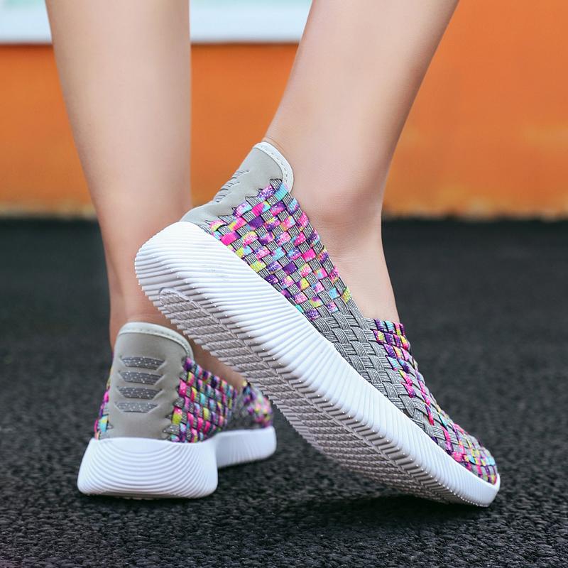 Summer Women Sneakers Plus Size Flats Loafers Soft Beach Walking Sports Shoes Lightweight Slip On