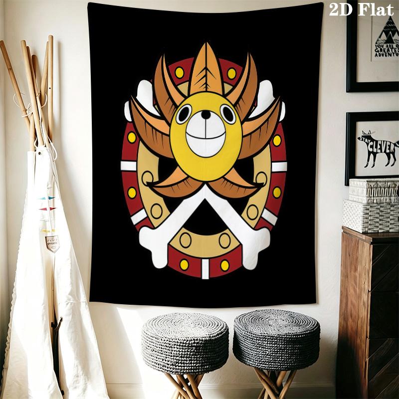 Тканое панно с логотипом Веселого Роджера из One Piece Эстетичное настенное панно Пестрый тканевый плед Декоративные панно для спальни гостиной Домашний декор