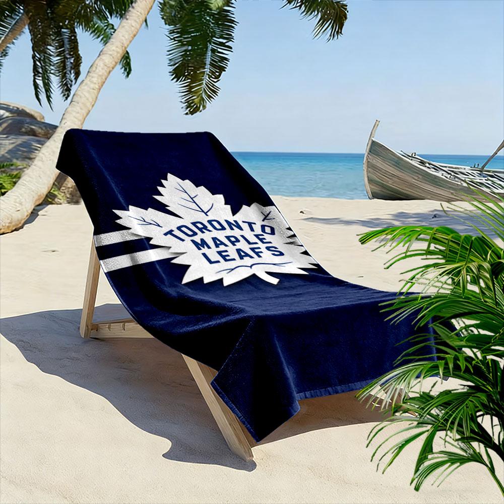 Toronto Maple Leafs Logo on Navy Background Patterned beach towel quick dry perfect for travel outdoor sports jogging the beach and swimming
