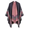 European and American Style Women's Pashmina Fashion Wraps Striped Split Shawl Jacquard Cape Winter Warm Cloak