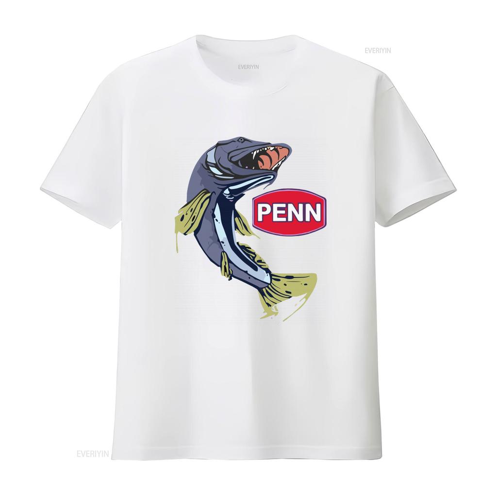 Логотип компании PENN Fishing Equipment Мужская черная футболка Размеры S-3XL с классным принтом рыбы винтажная Стирка: выстиранная Дышащая Удобная