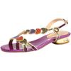Summer New Leather Ladies Sandals Rhinestone Low Heel Sandals Flat Bottom Clip Toe Thick Heel Flowers Luxury Sandals Gift