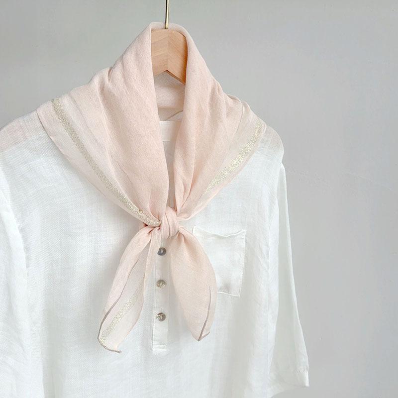 Clearance Welfare Retro Linen Square Scarf Literary And Versatile Women'S Summer Neck Protection Cotton And Linen Small Silk Scarf Scarf Printed Model