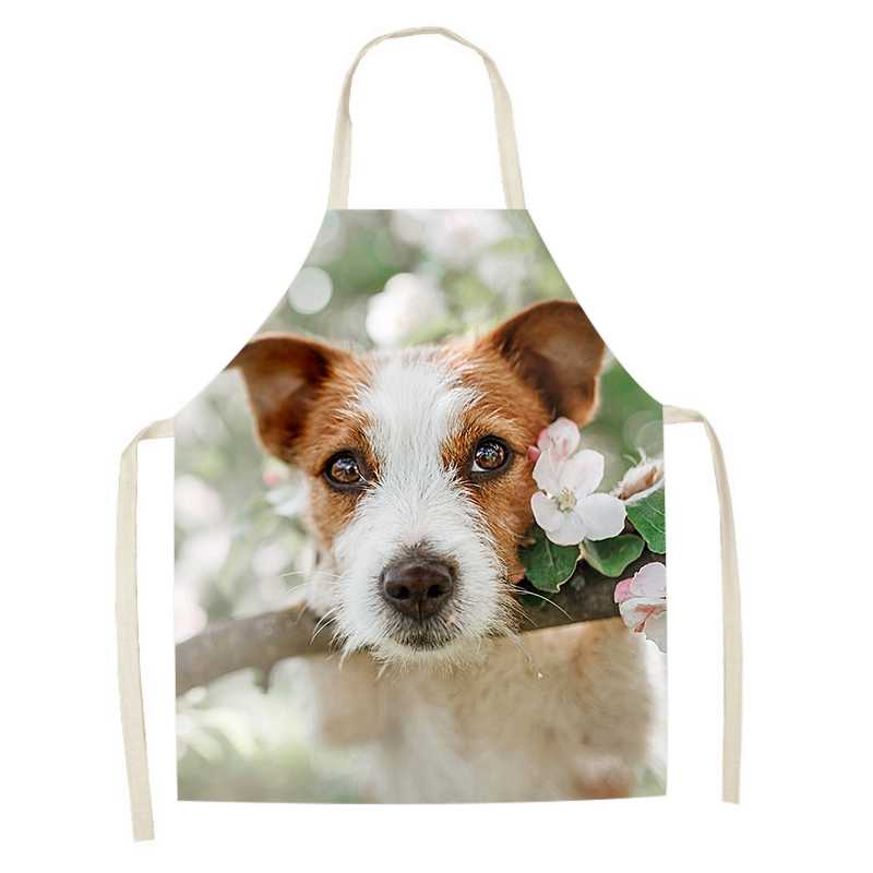 Милый фартук с принтом собаки, кухонный фартук, льняной фартук без рукавов для уборки дома, фартук от пятен, аксессуары для приготовления пищи, выпечки, 47X38 см, 68X55 см
